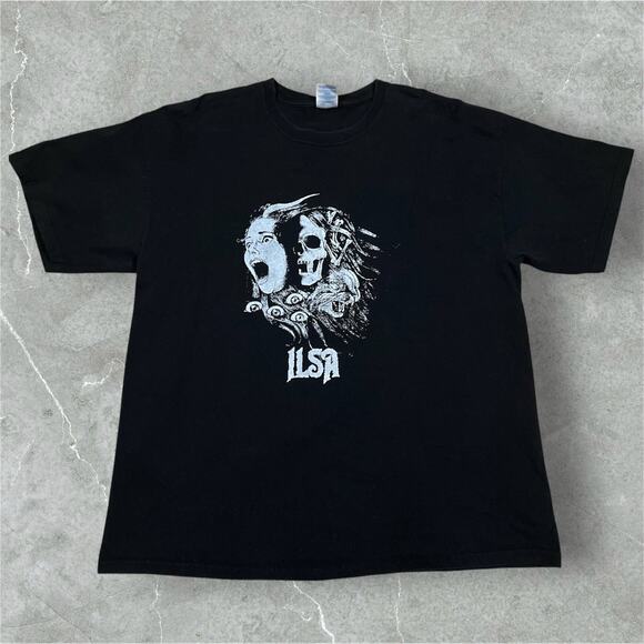 Ilsa Band Shirt Sz XL Black Death Crust Metal Skull Cat Graphic Y2K Rare - Picture 1 of 6
